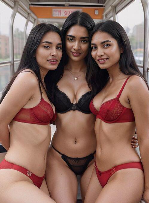 AI Porn Image of Mini Skirt Black Bandeau Bra Open Legs Indian